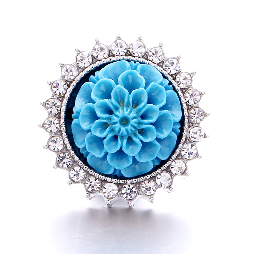 18mm Ocean Blue Rhinestone Snap Charm | Interchangeable Charm