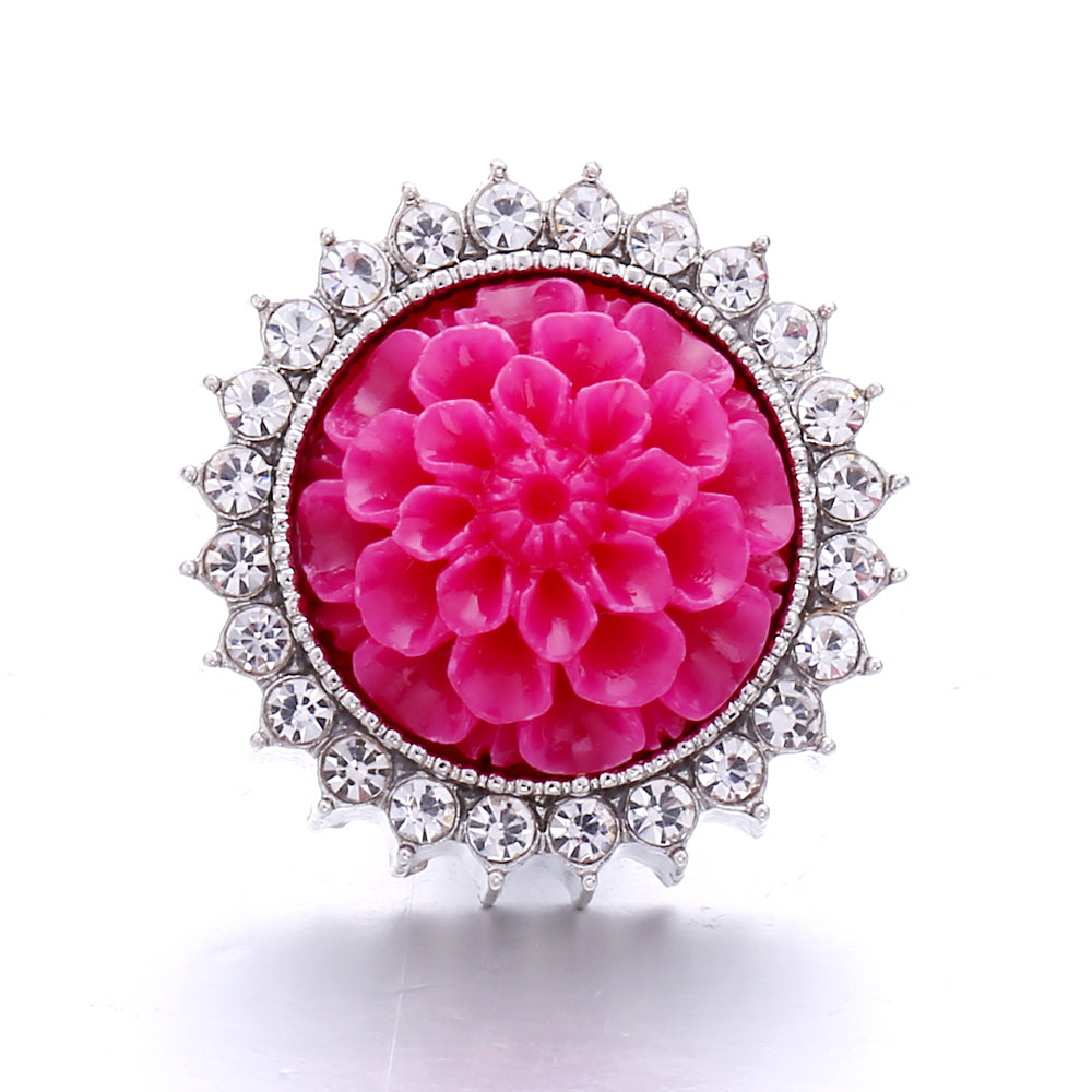 18mm Pink Rhinestone Charm | Vintage Crystal Snap Jewelry Collection