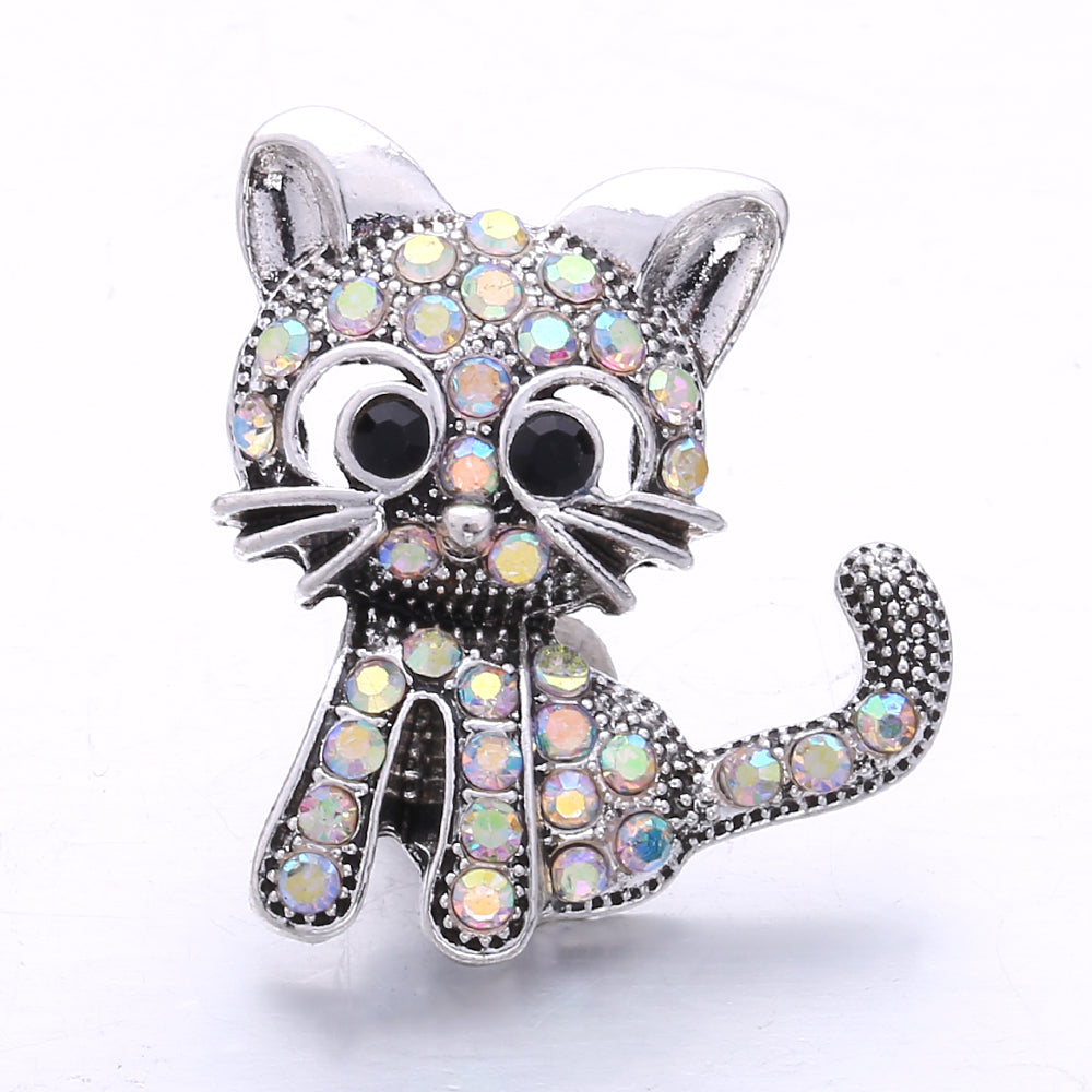 18mm Interchangeable Snap Button Charm Iridescent Rhinestone Zinc Alloy Charms