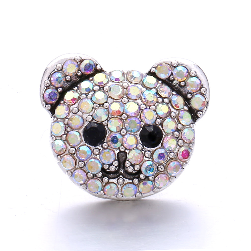 18mm Interchangeable Snap Button Charm Iridescent Rhinestone Zinc Alloy Charms