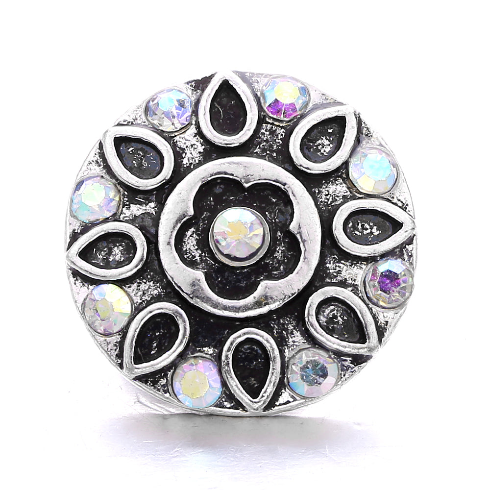 18mm Interchangeable Snap Button Charm Iridescent Rhinestone Zinc Alloy Charms