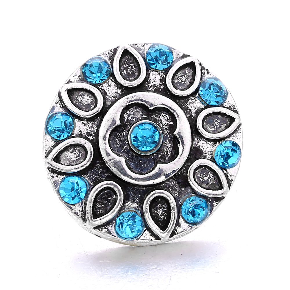 18mm Ocean Blue Rhinestone Snap Charm | Interchangeable Charm