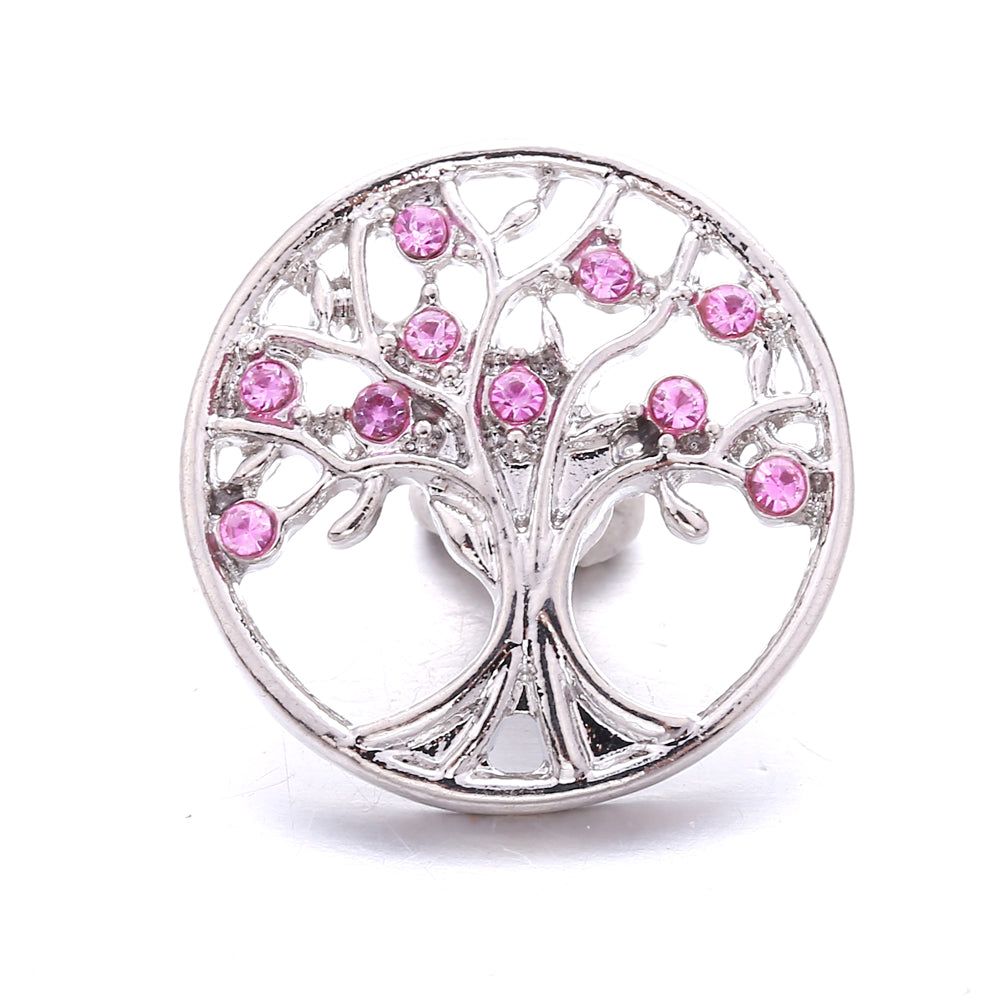 18mm Pink Rhinestone Snap Charms Collection | Floral Crystal Interchangeable Charms