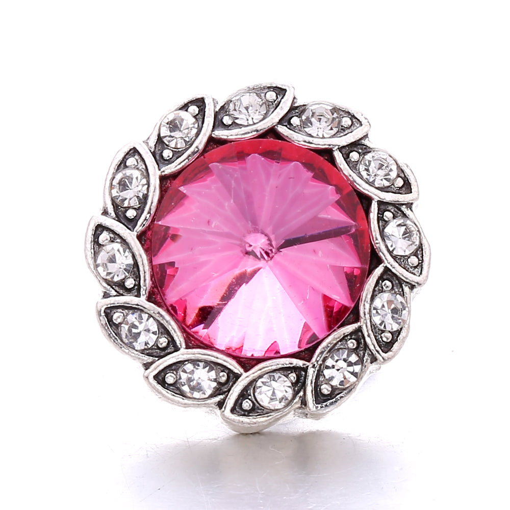 18mm Pink Rhinestone Charm | Vintage Crystal Snap Jewelry Collection