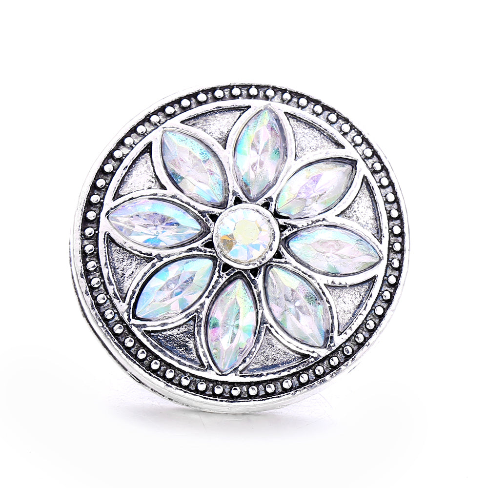 18mm Interchangeable Snap Button Charm Iridescent Rhinestone Zinc Alloy Charms