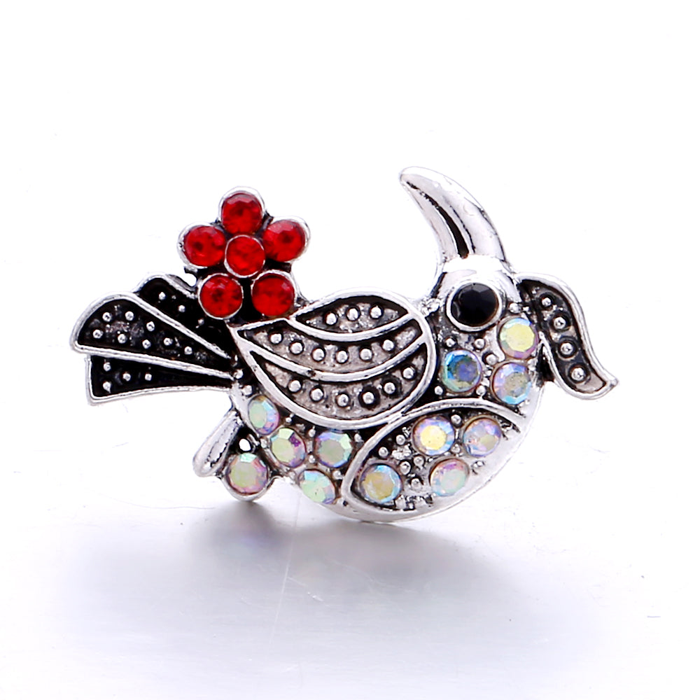 18mm Interchangeable Snap Button Charm Iridescent Rhinestone Zinc Alloy Charms