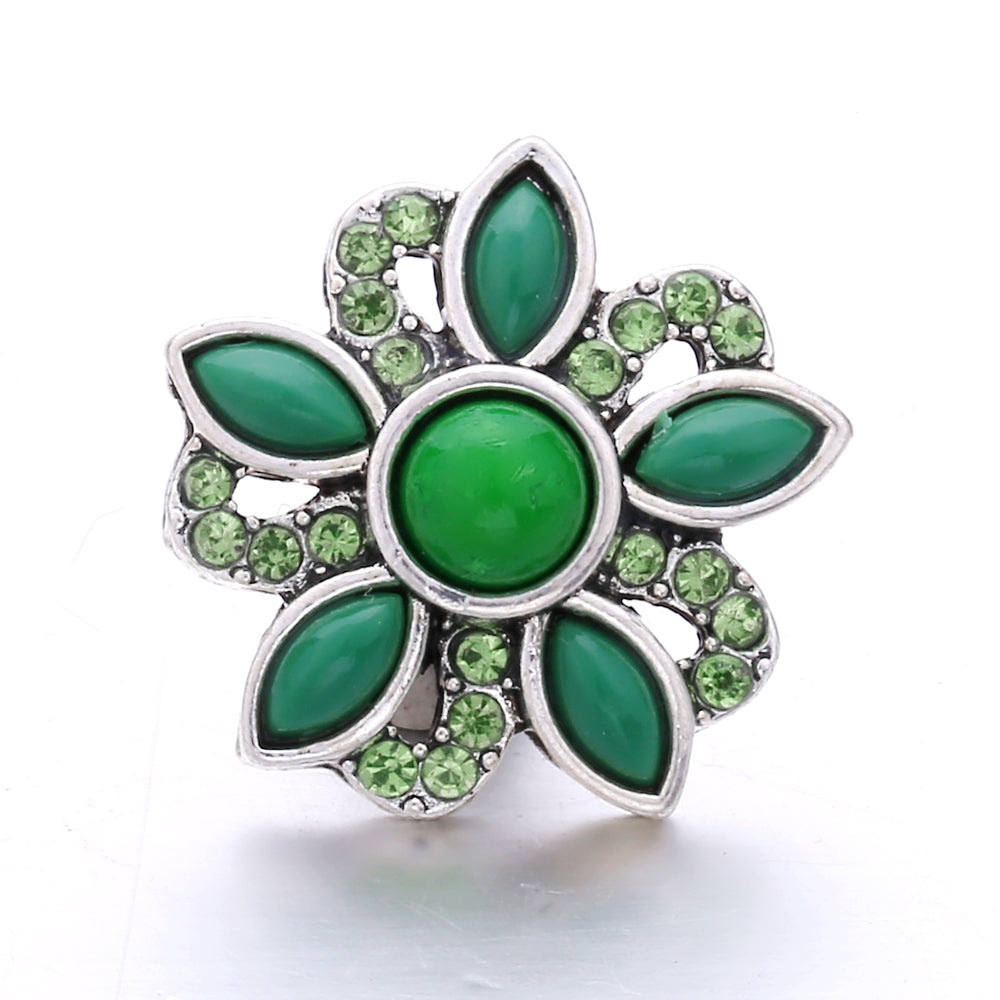 18mm Botanical Green Snap Charm | Interchangeable Jewelry Charm
