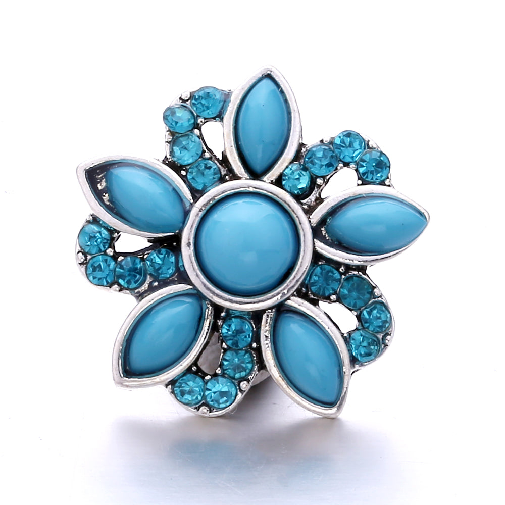 18mm Ocean Blue Rhinestone Snap Charm | Interchangeable Charm