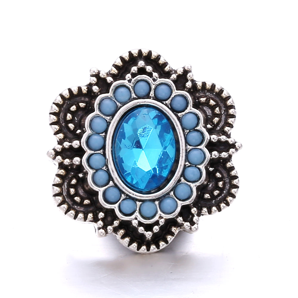 18mm Ocean Blue Rhinestone Snap Charm | Interchangeable Charm