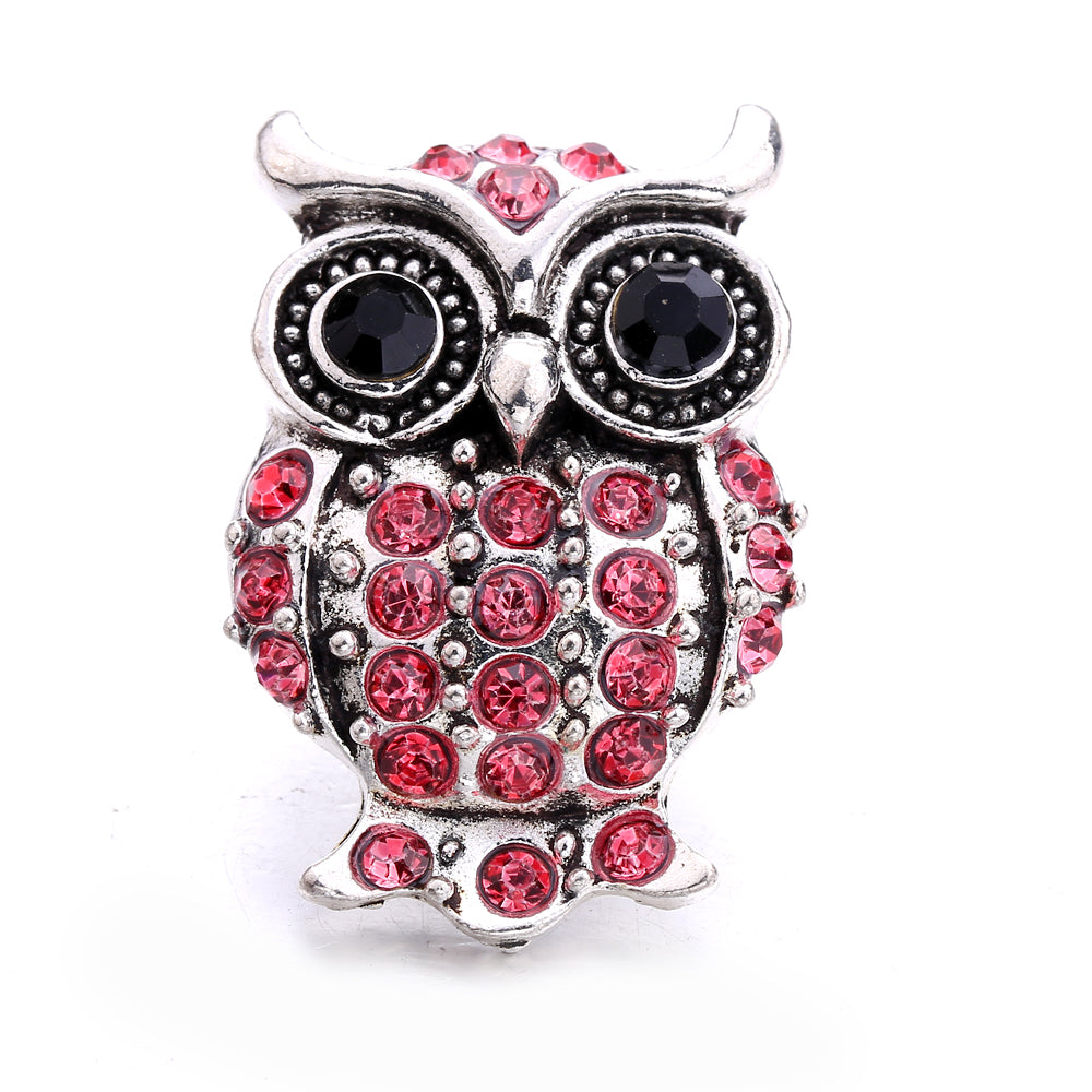 18mm Pink Rhinestone Charm | Vintage Crystal Snap Jewelry Collection