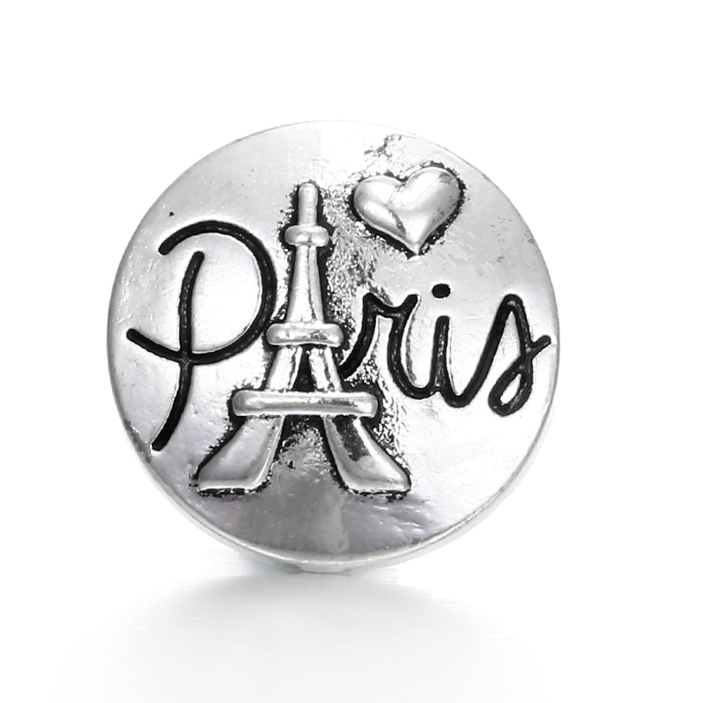 Vintage Antique Silver Snap Charms 18mm Multi‑Design Interchangeable Snap Buttons