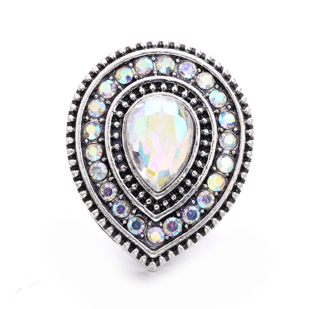 18mm Interchangeable Snap Button Charm Iridescent Rhinestone Zinc Alloy Charms