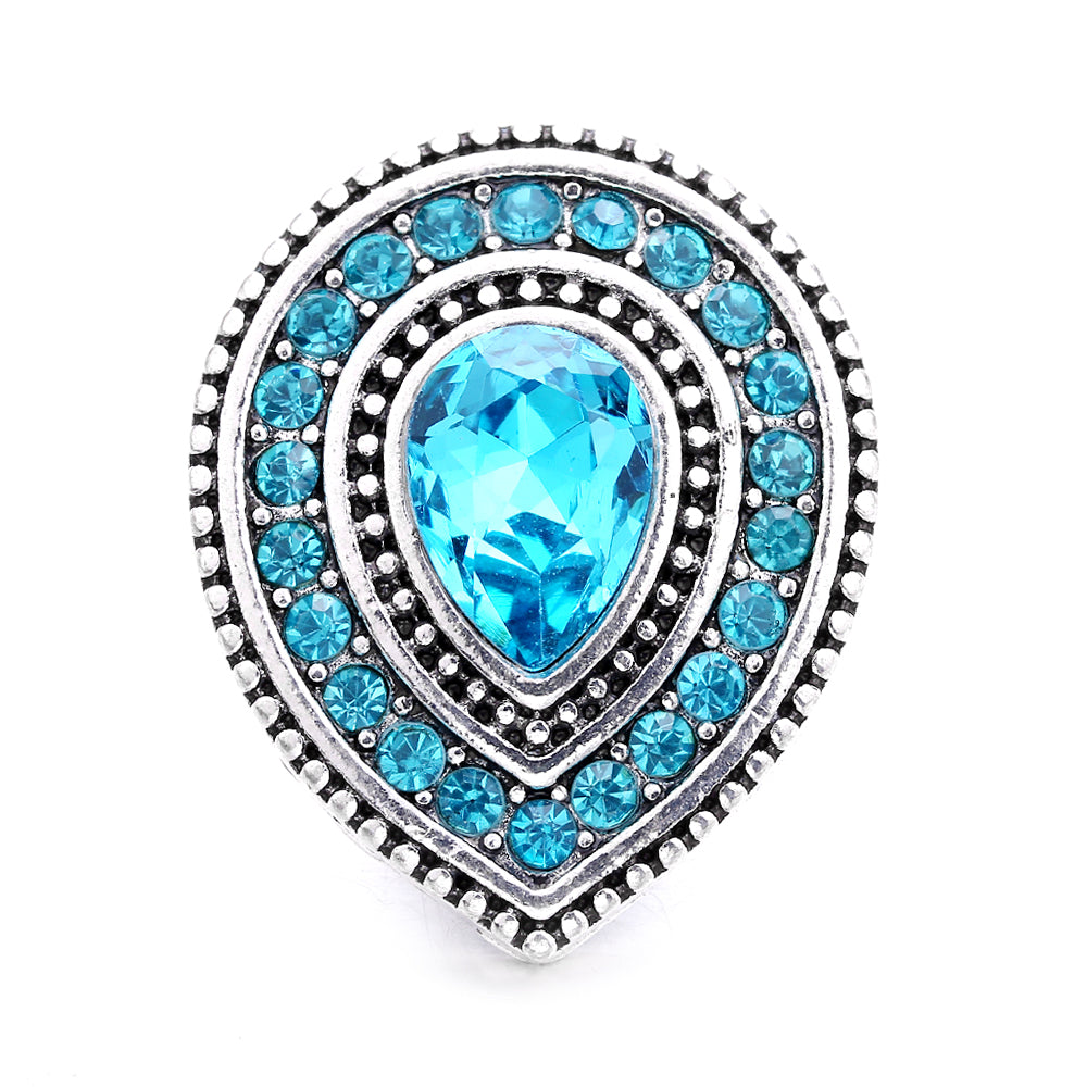 18mm Ocean Blue Rhinestone Snap Charm | Interchangeable Charm