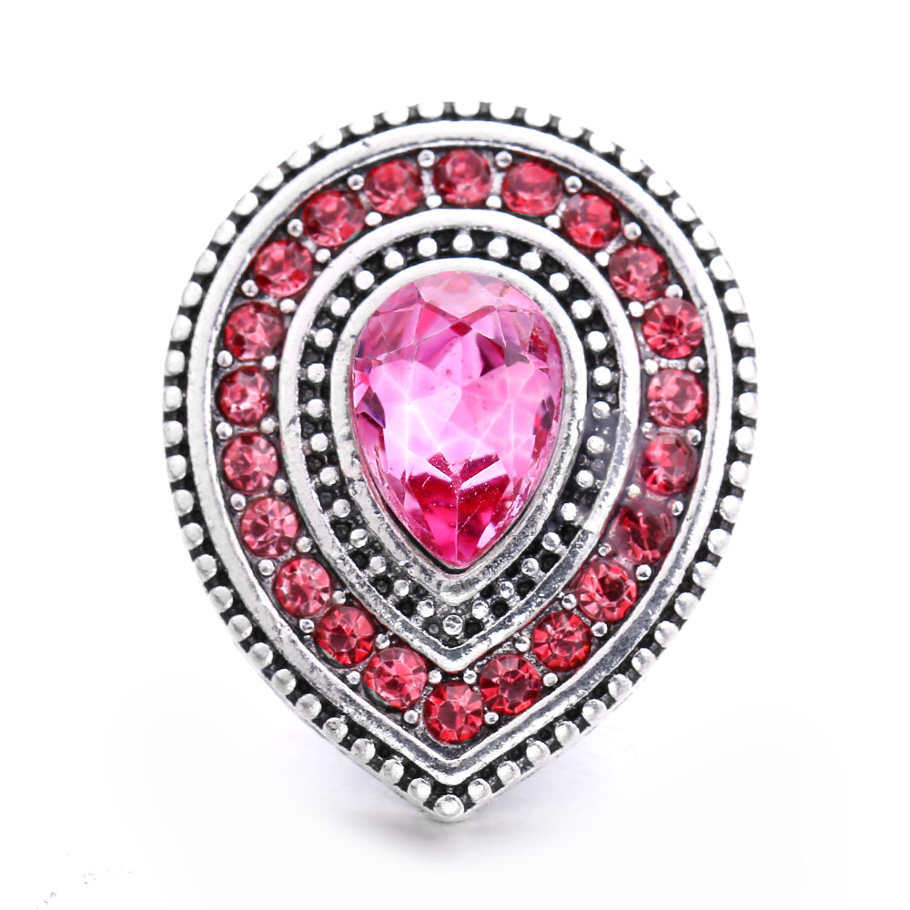 18mm Pink Rhinestone Charm | Vintage Crystal Snap Jewelry Collection