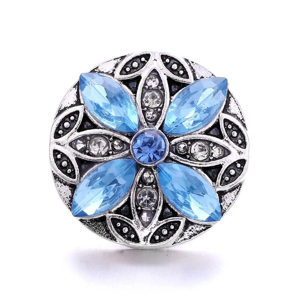 18mm Ocean Blue Rhinestone Snap Charm | Interchangeable Charm