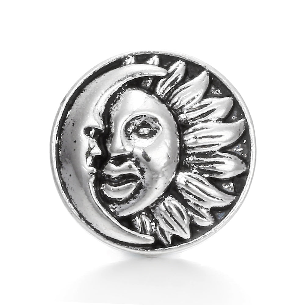 Vintage Antique Silver Snap Charms 18mm Multi‑Design Interchangeable Snap Buttons