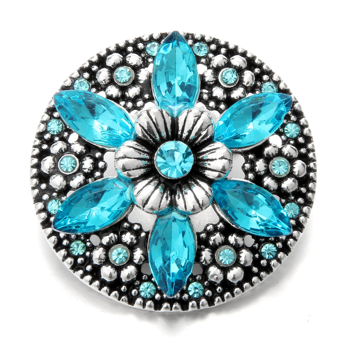 18mm Ocean Blue Rhinestone Snap Charm | Interchangeable Charm