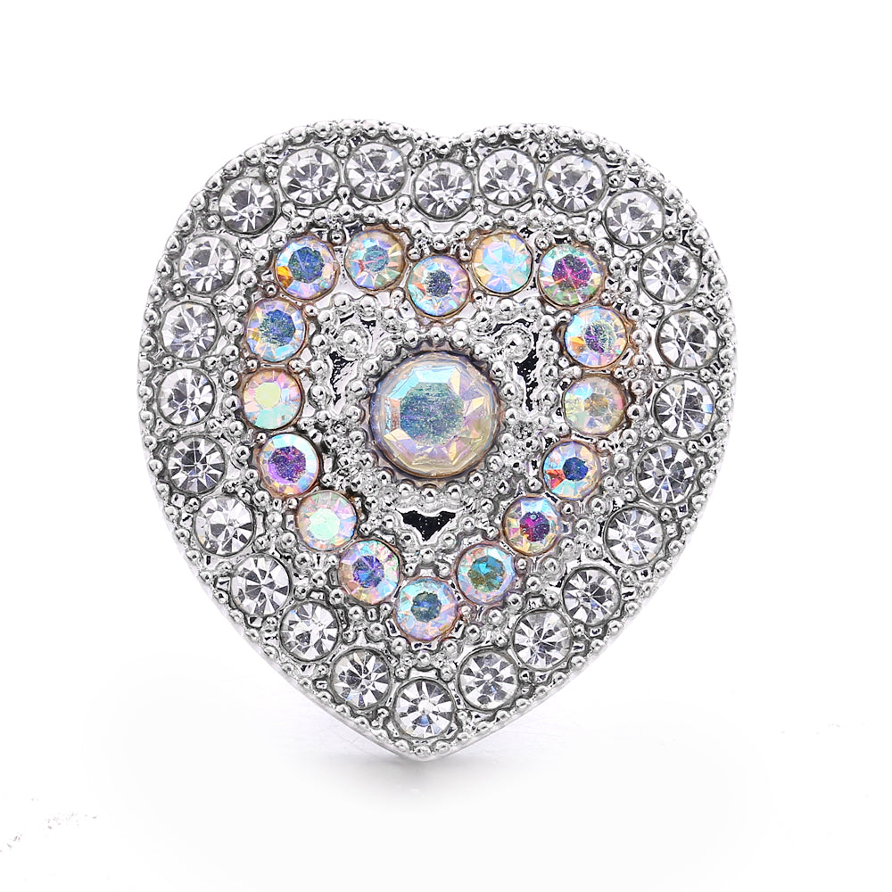 18mm Interchangeable Snap Button Charm Iridescent Rhinestone Zinc Alloy Charms