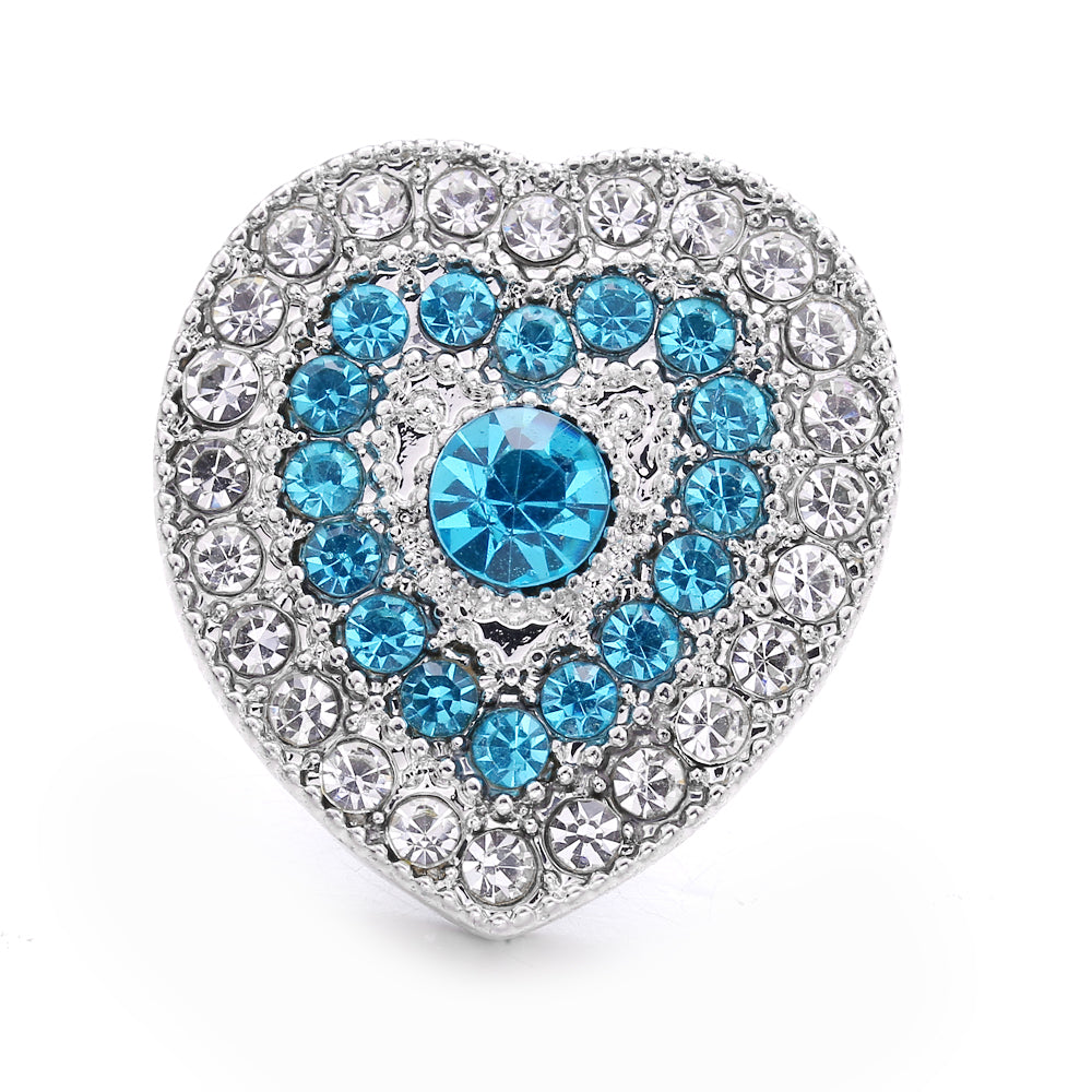 18mm Ocean Blue Rhinestone Snap Charm | Interchangeable Charm