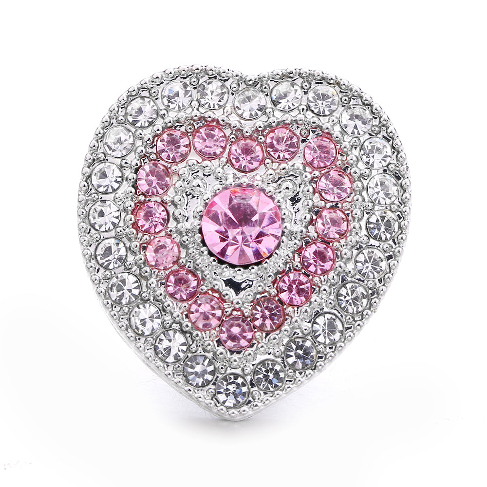 Pink Rhinestone Snap Pendant Necklace for Women – Sparkling Crystal Charm Jewelry