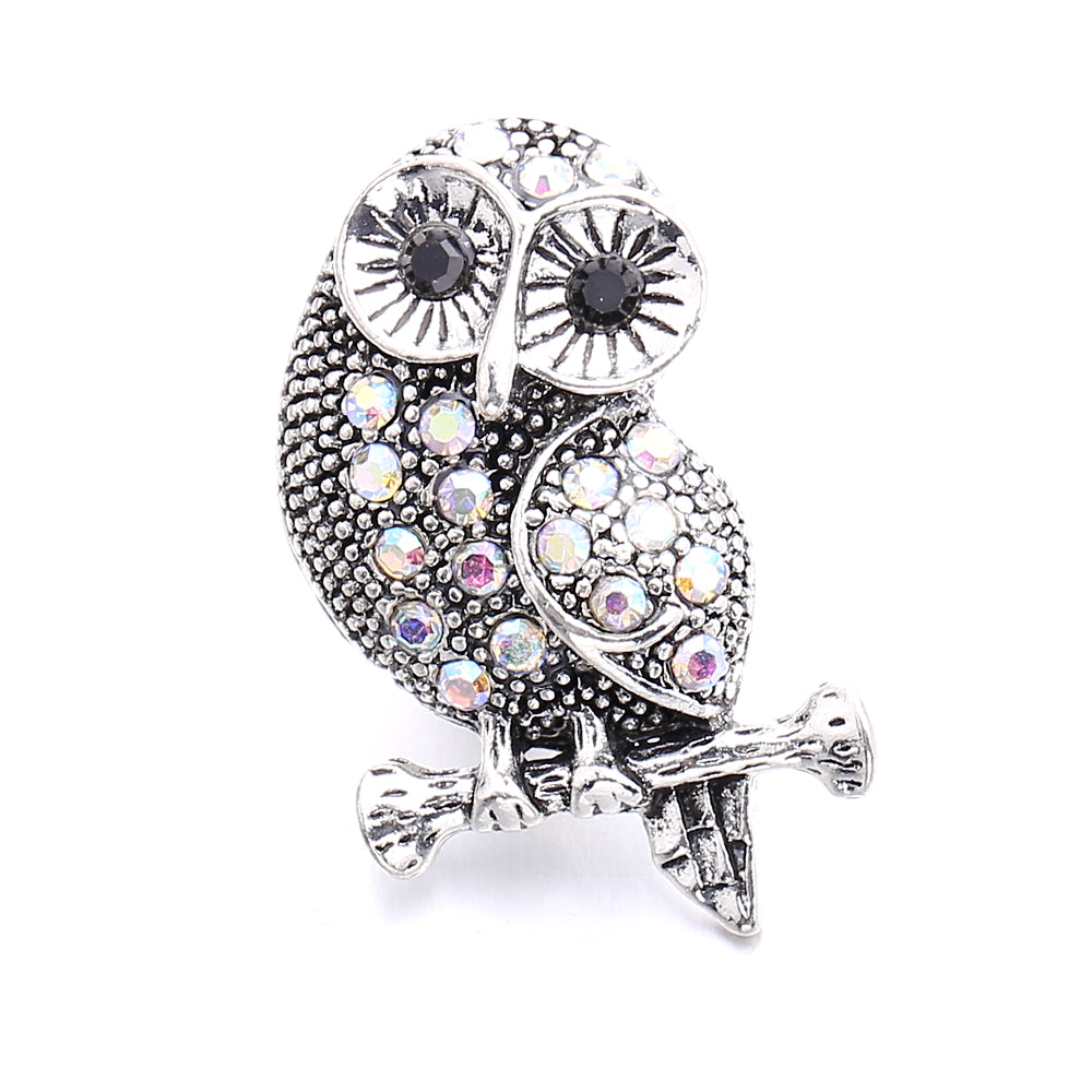 18mm Interchangeable Snap Button Charm Iridescent Rhinestone Zinc Alloy Charms