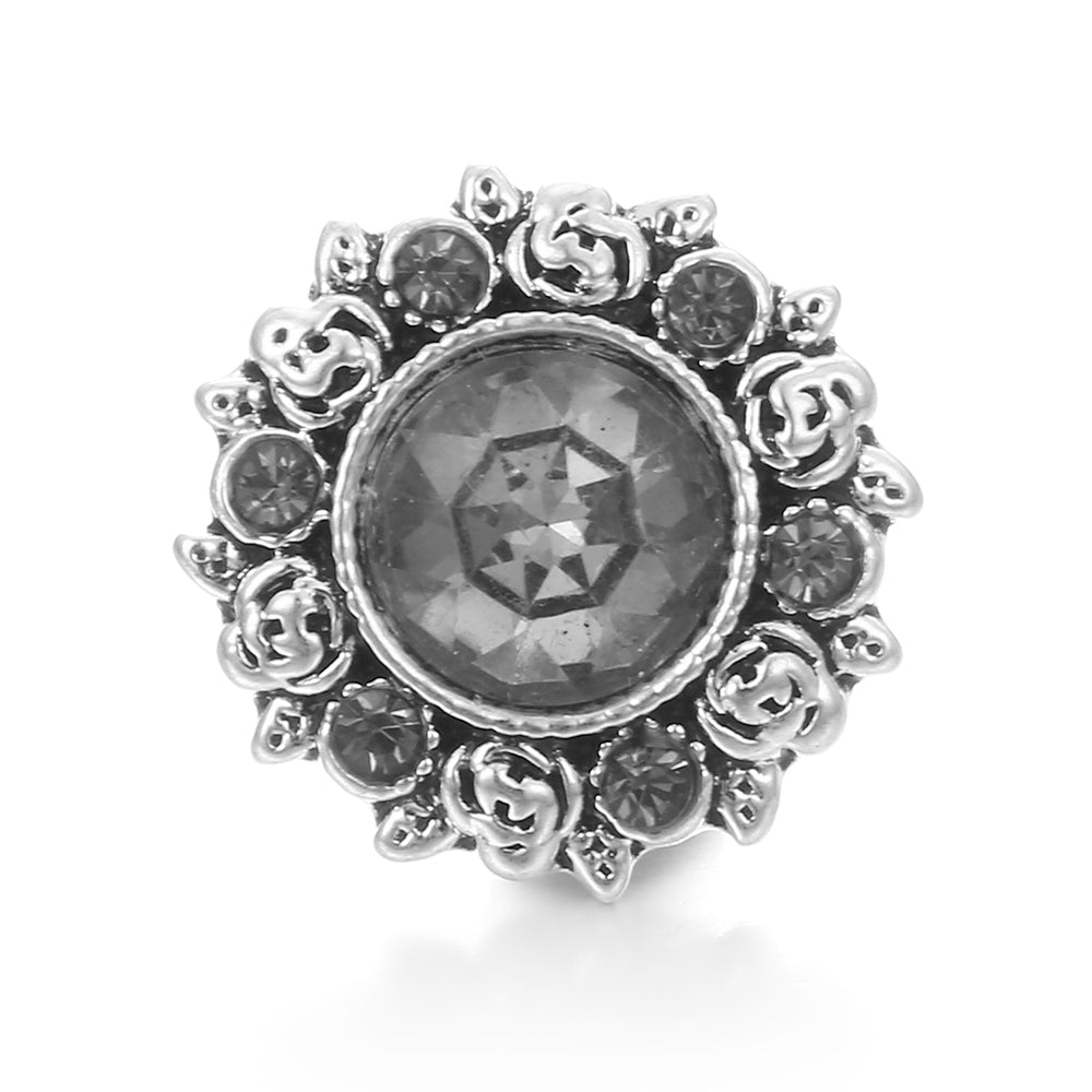 Black Rhinestone Snap Charms for DIY Jewelry