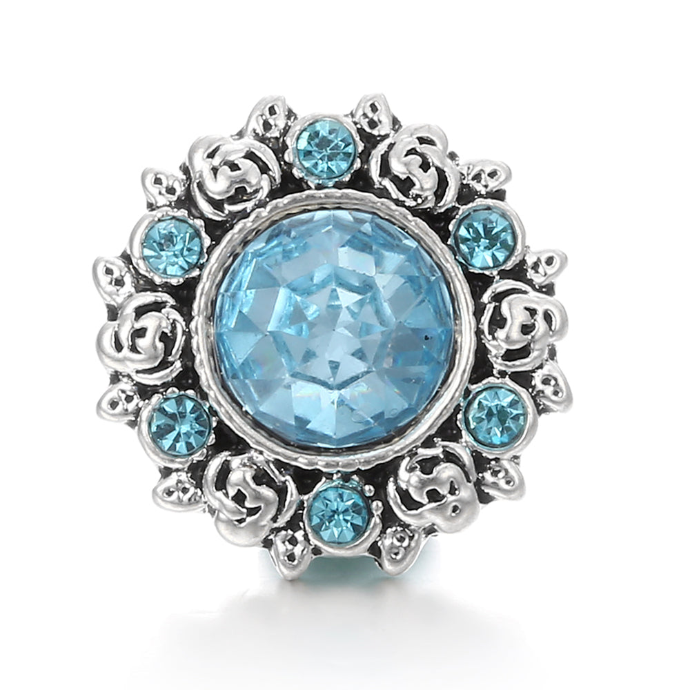18mm Ocean Blue Rhinestone Snap Charm | Interchangeable Charm