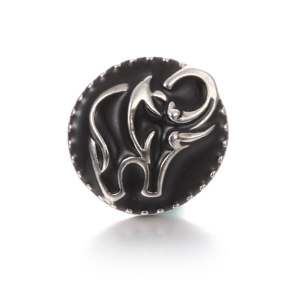 18mm Interchangeable Black & White Enamel Snap Charms for Snap Jewelry