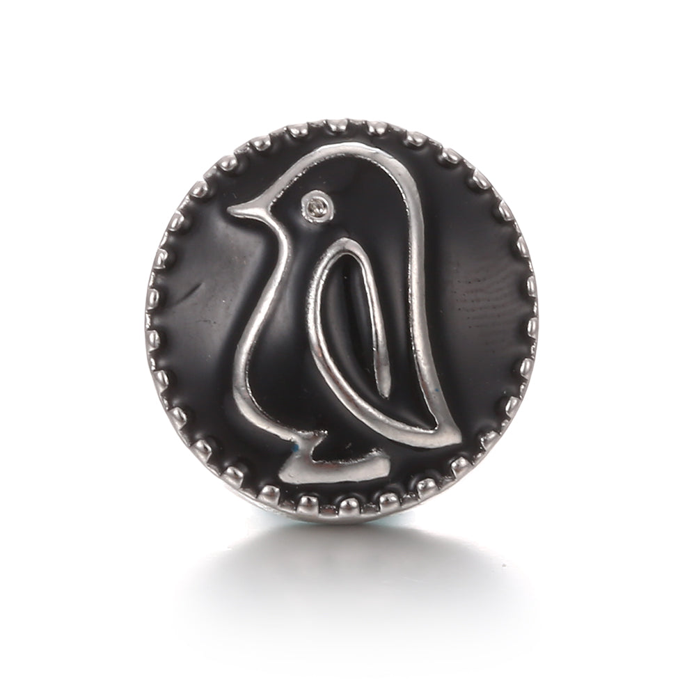18mm Interchangeable Black & White Enamel Snap Charms for Snap Jewelry