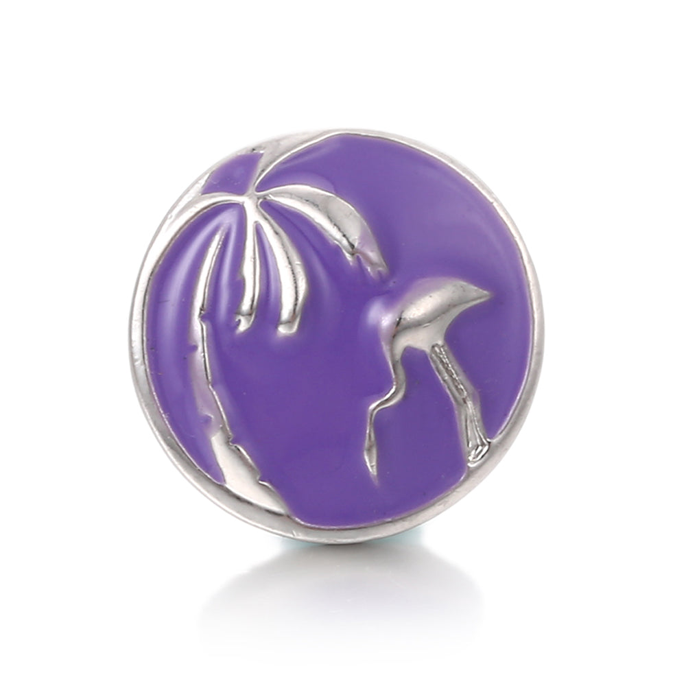 18mm Purple Enamel Snap Charms, Interchangeable Snap Jewelry Buttons for Bracelets
