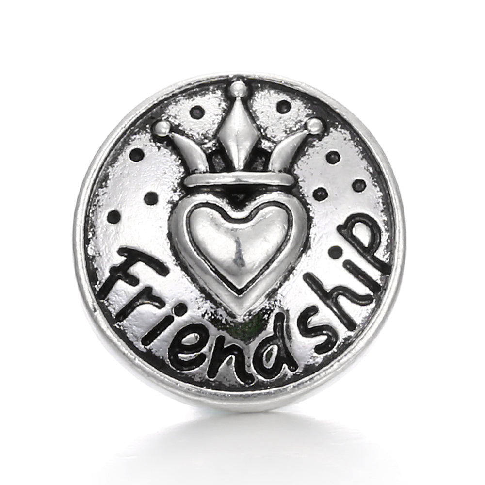 Vintage Antique Silver Snap Charms 18mm Multi‑Design Interchangeable Snap Buttons