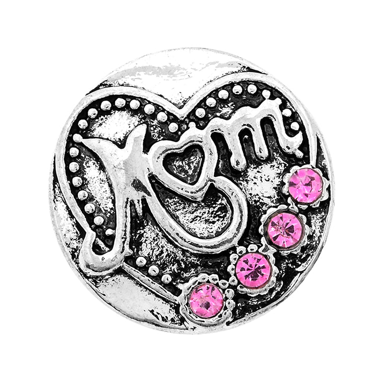 18mm Pink Rhinestone Charm | Vintage Crystal Snap Jewelry Collection