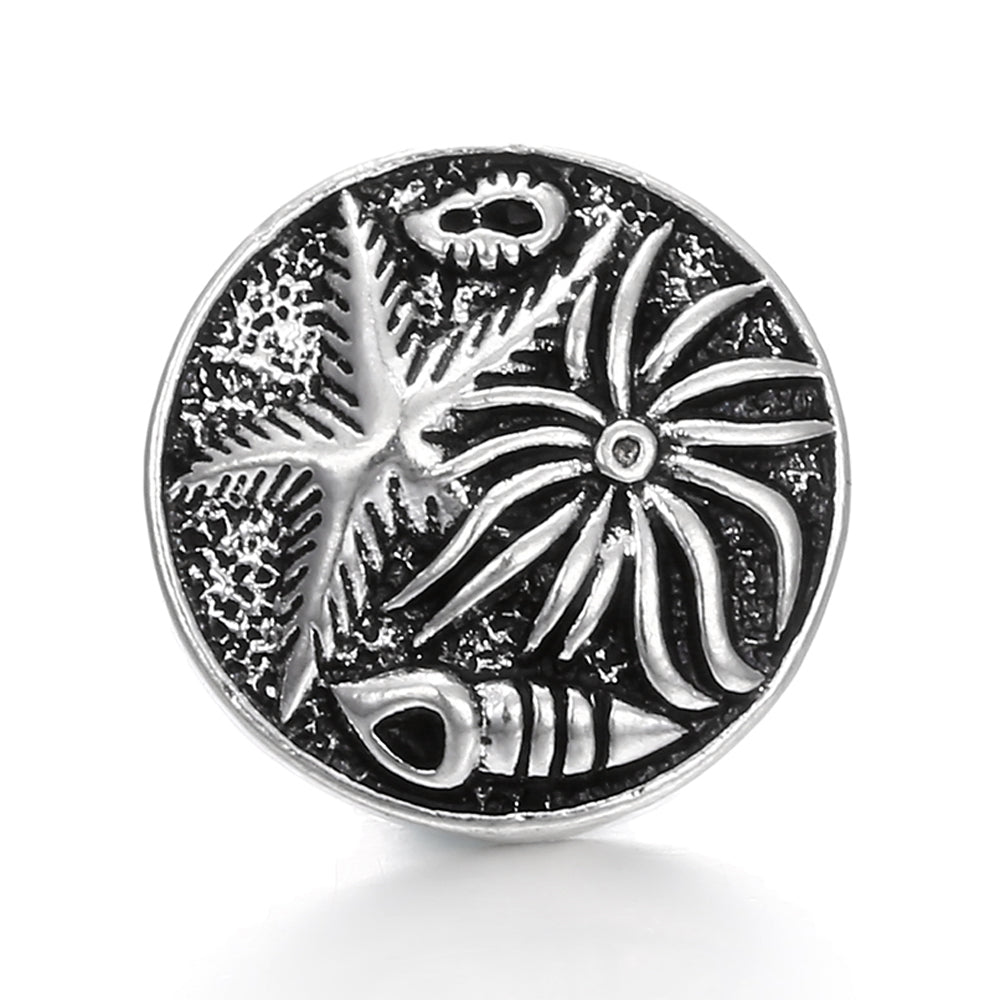 Vintage Antique Silver Snap Charms 18mm Multi‑Design Interchangeable Snap Buttons
