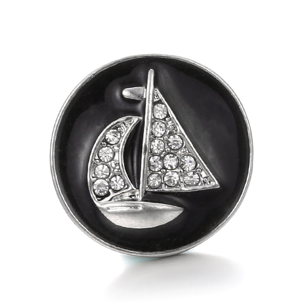 Black Rhinestone Snap Charms for DIY Jewelry