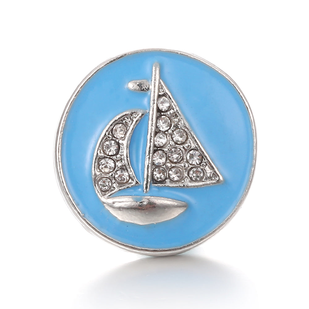 18mm Ocean Blue Rhinestone Snap Charm | Interchangeable Charm