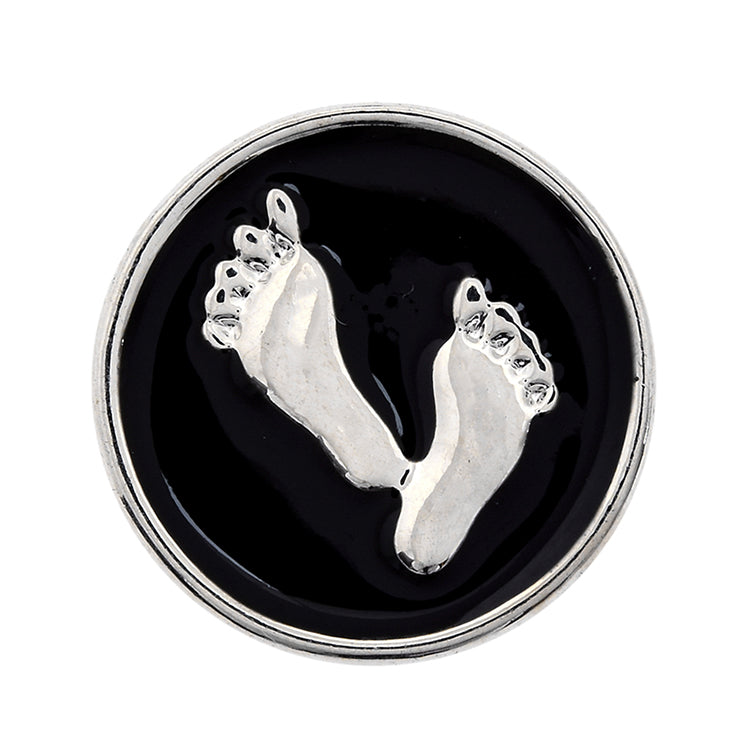 18mm Interchangeable Black & White Enamel Snap Charms for Snap Jewelry