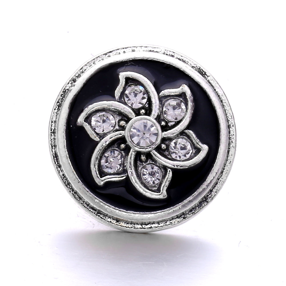 Black Rhinestone Snap Charms for DIY Jewelry