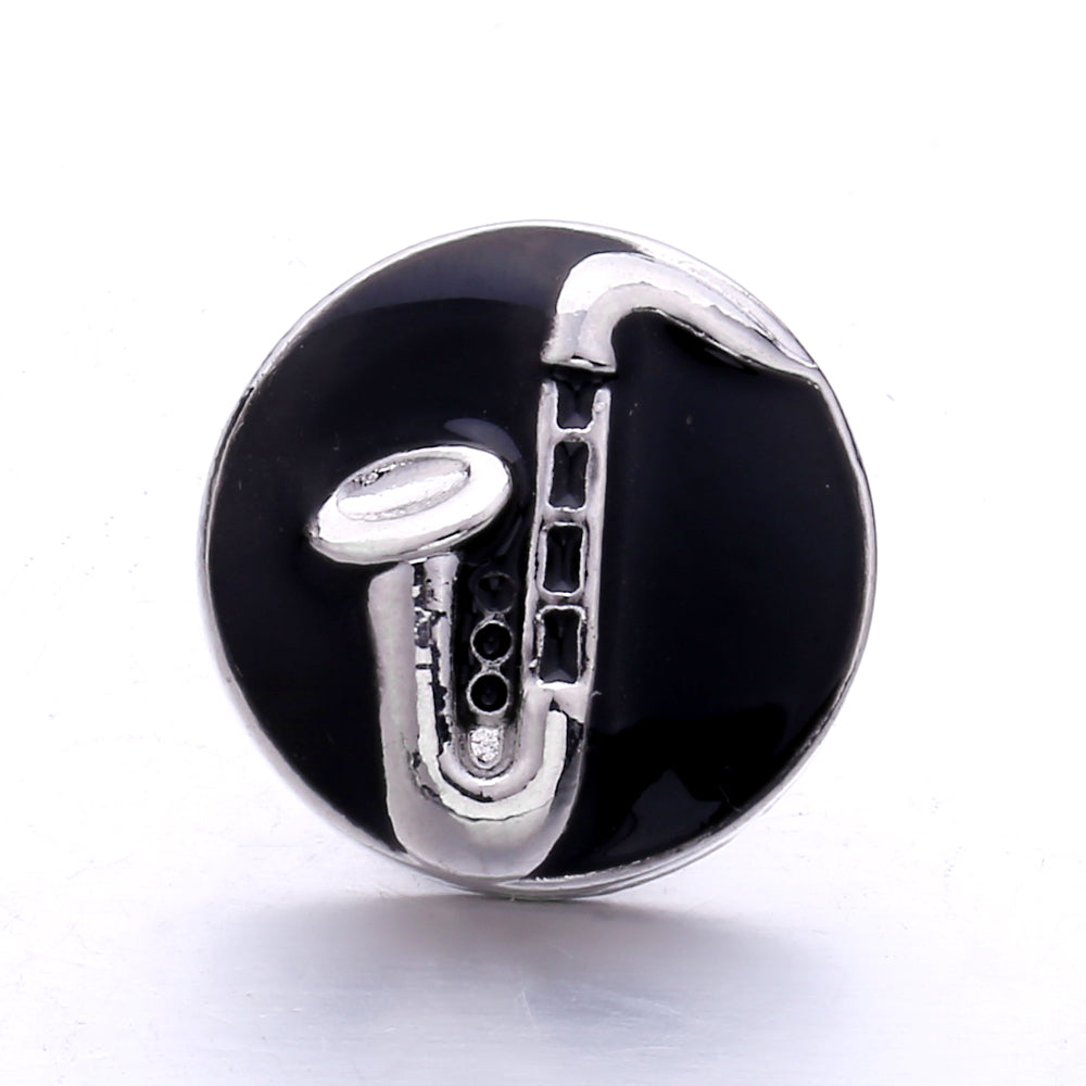 18mm Interchangeable Black & White Enamel Snap Charms for Snap Jewelry