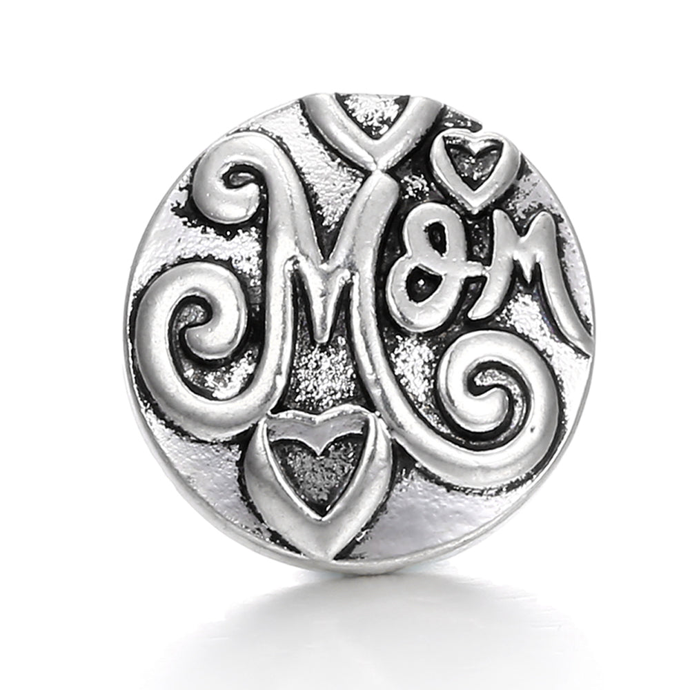 Vintage Antique Silver Snap Charms 18mm Multi‑Design Interchangeable Snap Buttons