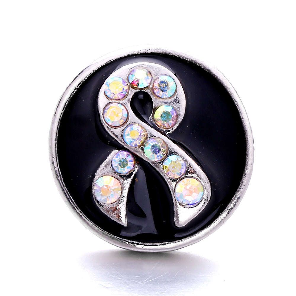 18mm Interchangeable Snap Button Charm Iridescent Rhinestone Zinc Alloy Charms