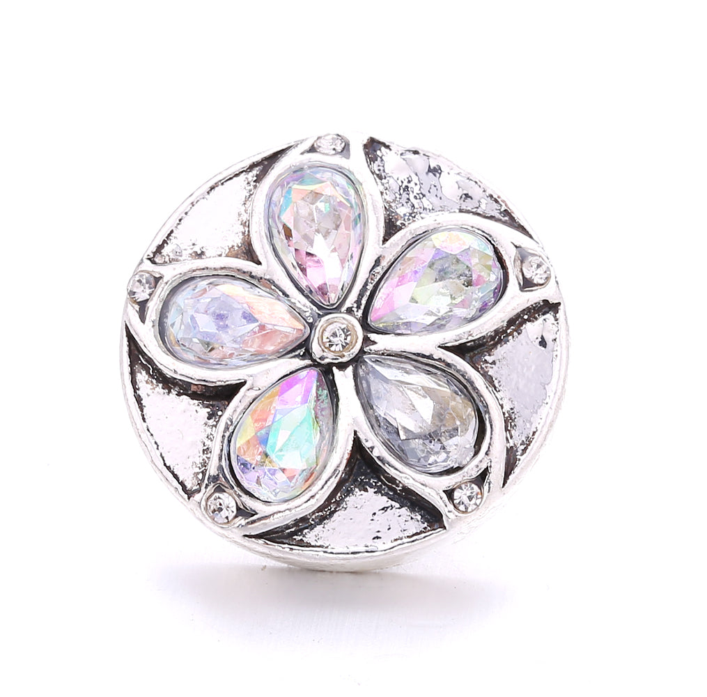 18mm Interchangeable Snap Button Charm Iridescent Rhinestone Zinc Alloy Charms