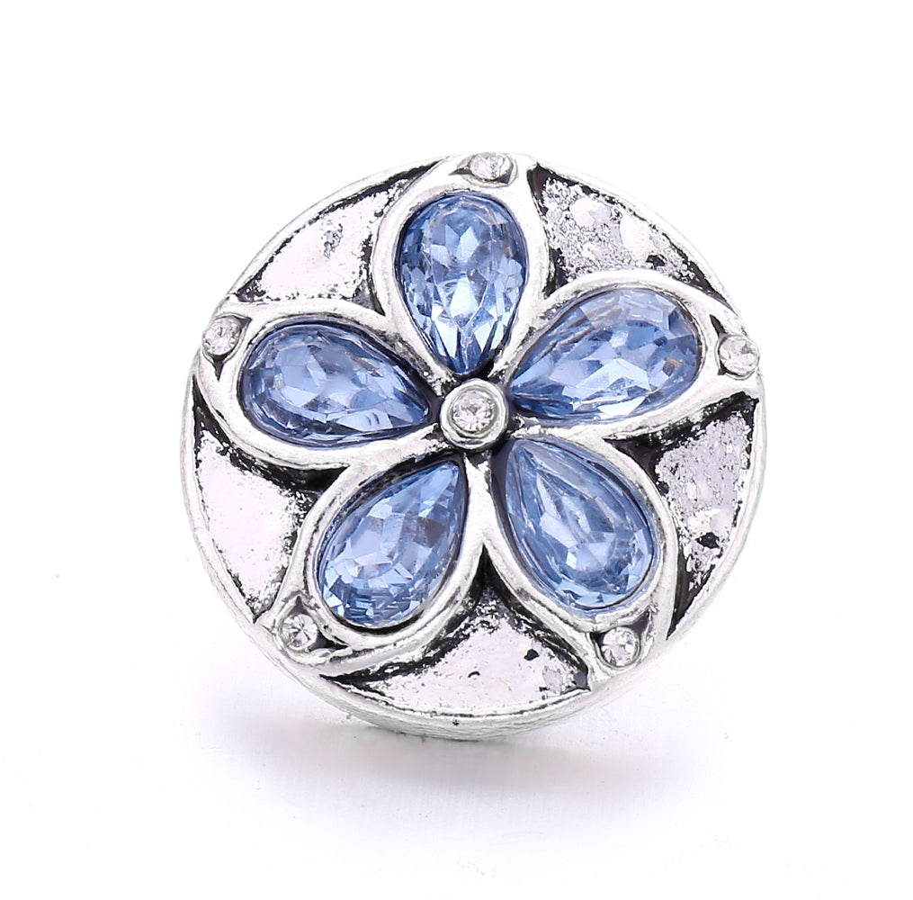 18mm Ocean Blue Rhinestone Snap Charm | Interchangeable Charm
