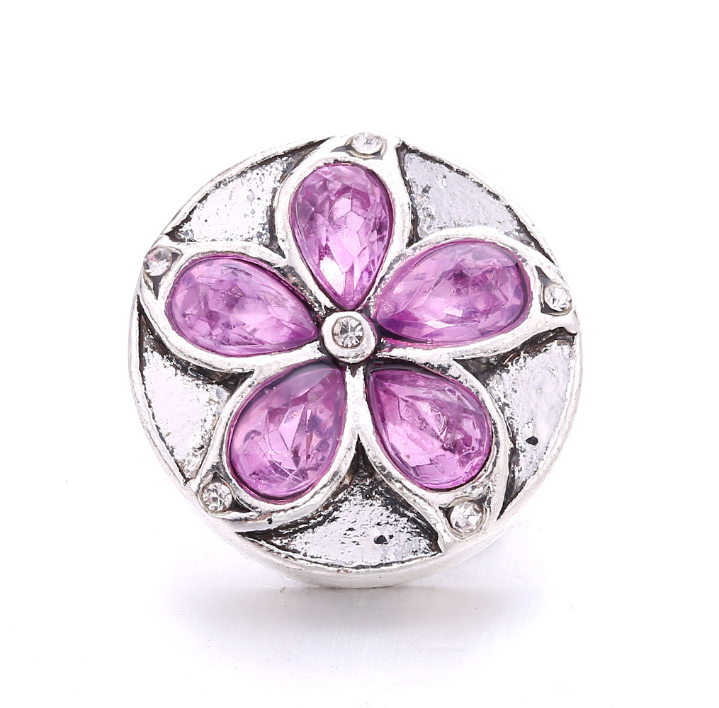 Pink Rhinestone Snap Pendant Necklace for Women – Sparkling Crystal Charm Jewelry