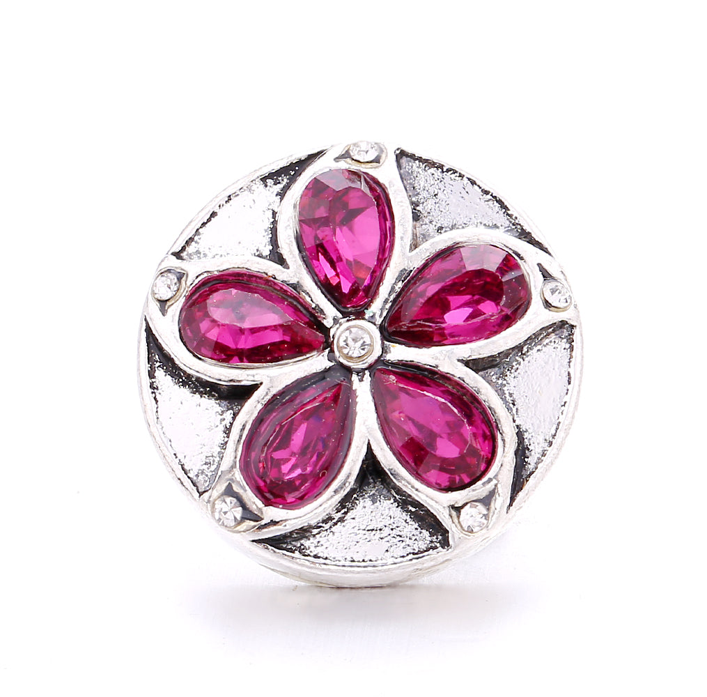 18mm Pink Rhinestone Charm | Vintage Crystal Snap Jewelry Collection