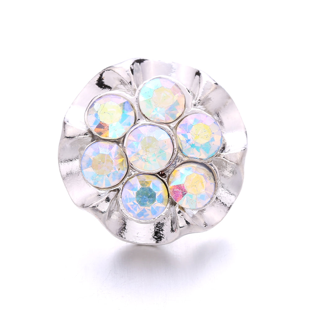 18mm Interchangeable Snap Button Charm Iridescent Rhinestone Zinc Alloy Charms