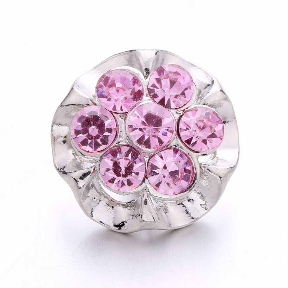 Pink Rhinestone Snap Pendant Necklace for Women – Sparkling Crystal Charm Jewelry