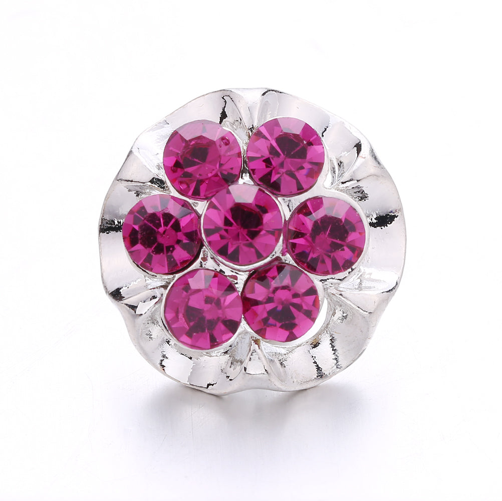 18mm Pink Rhinestone Charm | Vintage Crystal Snap Jewelry Collection