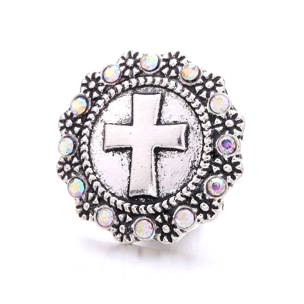 18mm Interchangeable Snap Button Charm Iridescent Rhinestone Zinc Alloy Charms