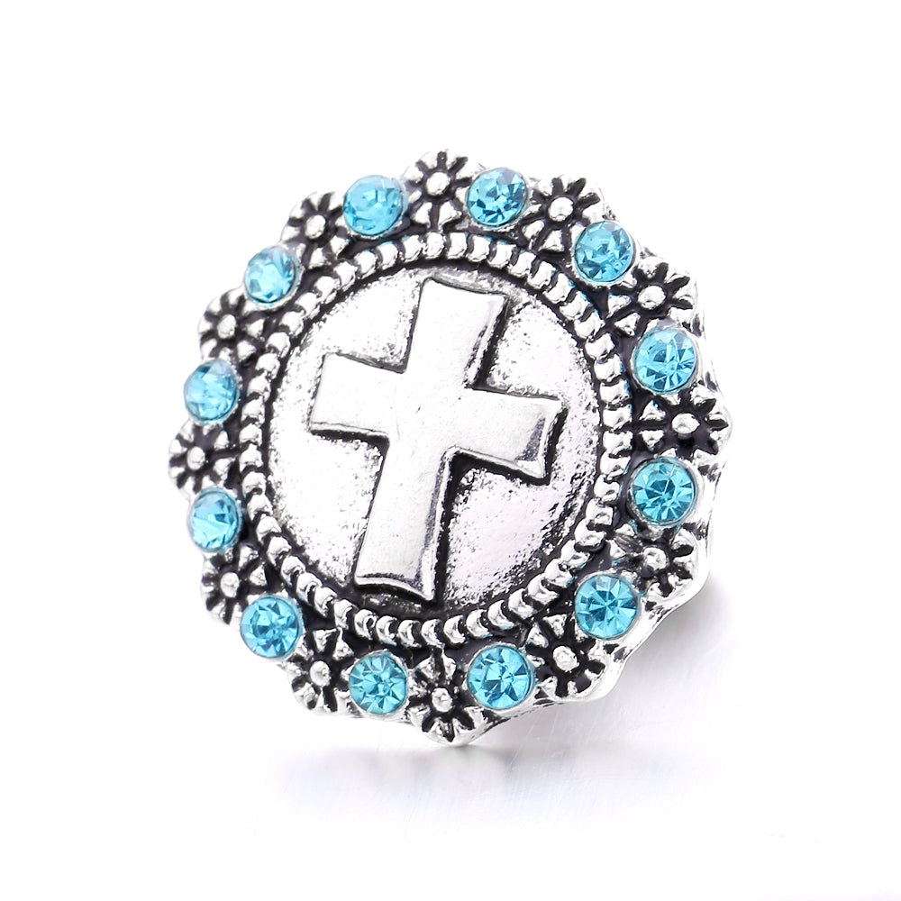 18mm Ocean Blue Rhinestone Snap Charm | Interchangeable Charm