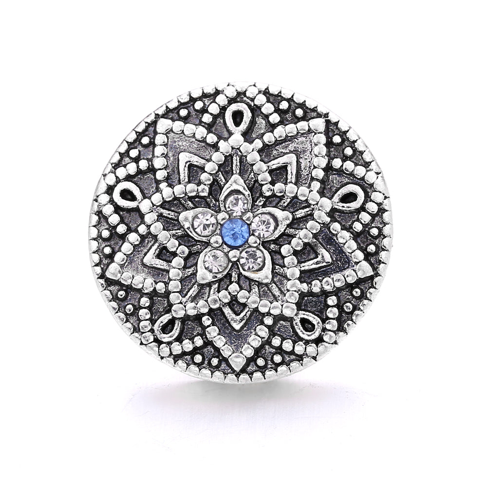 18mm Ocean Blue Rhinestone Snap Charm | Interchangeable Charm